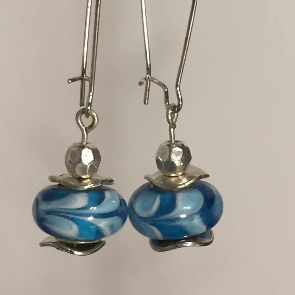 Earrings Blue Murano Glass and SP